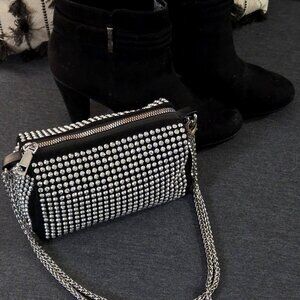 Black Purse with Shimmering Rhinestones (purse only) - "Biker Chic" vibe!